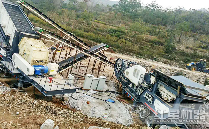 輪胎式建筑垃圾再生處理生產線現(xiàn)場